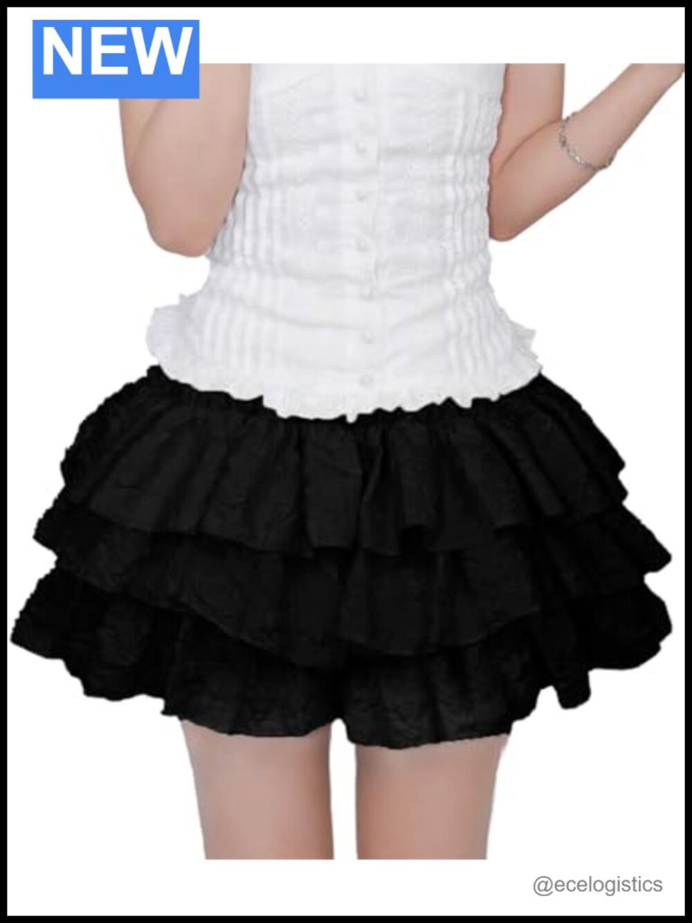 Women Y2K Gothic Lolita Ruffle Mini Skirt Skort High Rise Layered